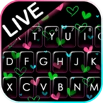 shiny neon hearts theme android application logo